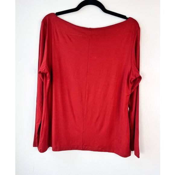 Designer RUTI Basic Top Brick Red US Size XL / Size16  Long Sleeve Boat Neck NWT - Picture 2 of 9